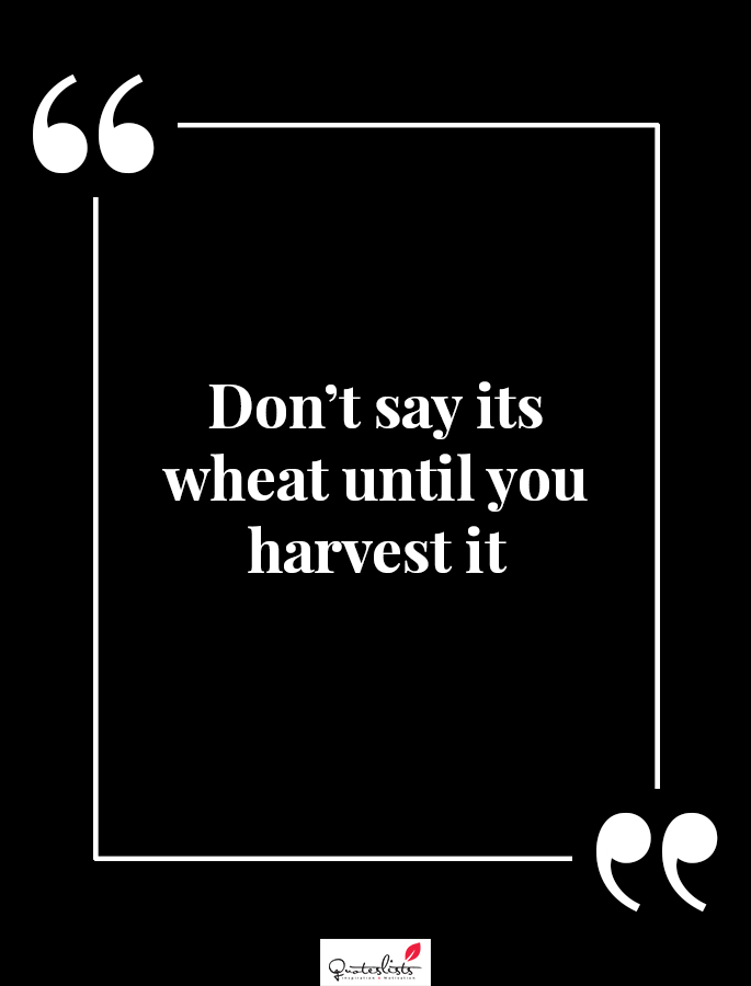 Motivation Quote Don T Say Its Wheat Until You Harvest It Quoteslists Com Number One Source For Inspirational Quotes Illustrated Famous Quotes And Most Trending Sayings