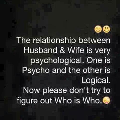 relationship wife memes and funny memes - My wife has a couple of well-known meme accounts. In the relationship between Husband and Wife, it is very psychological. A clear one is "Psycho" and an ambiguous one is "Logical." That is all. You may stop trying to figure out who is who.